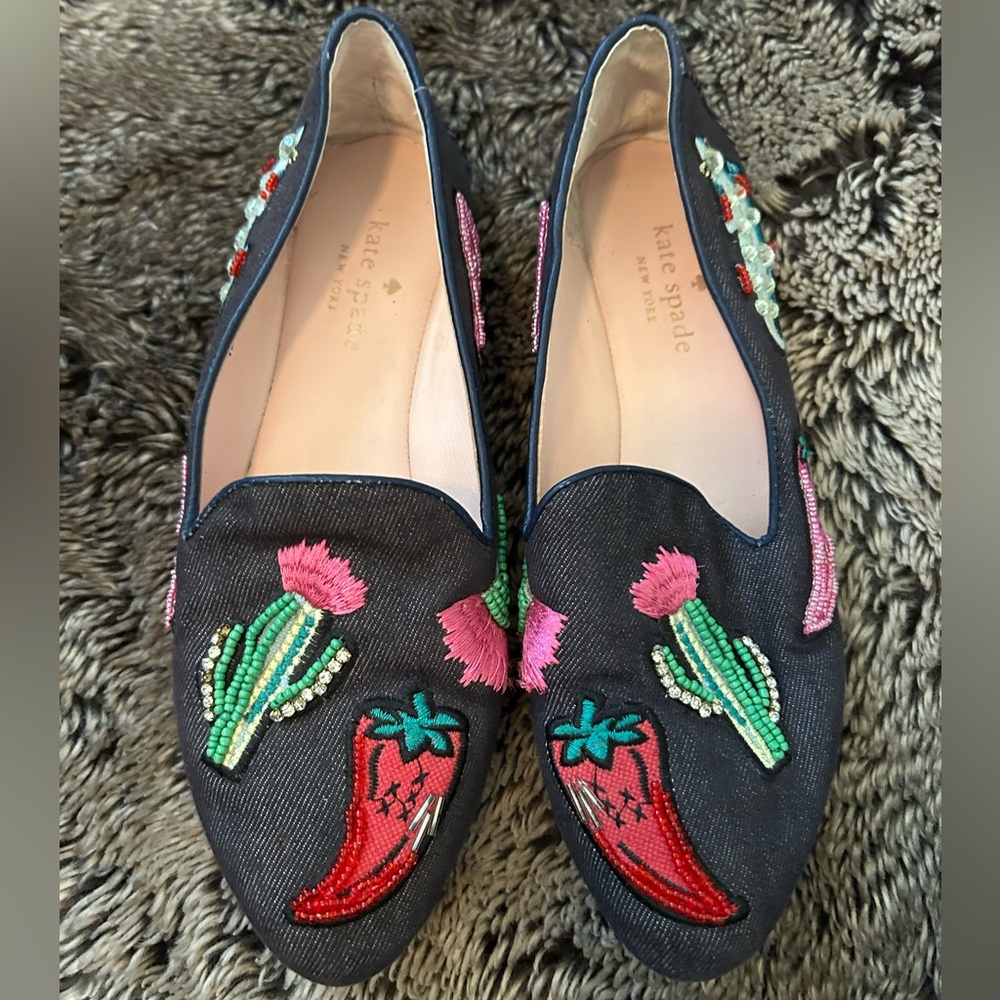 Kate Spade Saville hot pepper embellished loafer flat